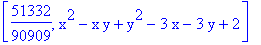 [51332/90909, x^2-x*y+y^2-3*x-3*y+2]